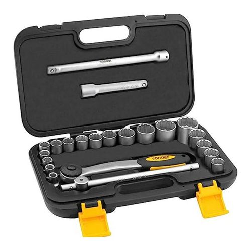 Jogo de Soquete Estriados Encaixe 1/2' c/22 peças 8 mm A 32 mm Vonder