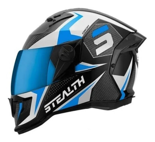 Novo Capacete Fechado Protork Stealth Concept Branco/azul