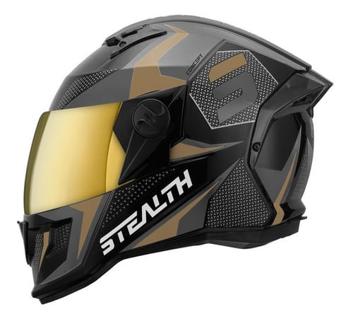 Novo Capacete Fechado Protork Stealth Concept Cinza/dourado