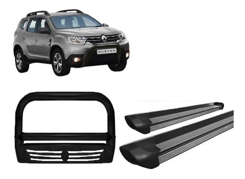 Kit Quebra Mato C/chapa Estribo Personalizado Preto Fosco