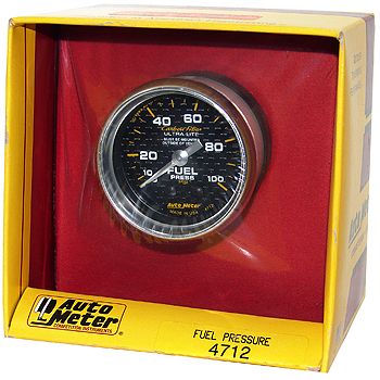 Manômetro Pressão Combustível 0 - 100 PSI - Mecânico - 2" 1/16" - Carbon Fiber - AUTO METER