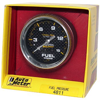 Manômetro Pressão Combustível 0 - 15 PSI - Mecânico - 2" 5/8" - Carbon Fiber - AUTO METER