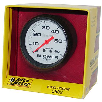Manômetro Pressão Blower 0 - 60 PSI - Mecânico - 2" 5/8" - Phantom - AUTO METER
