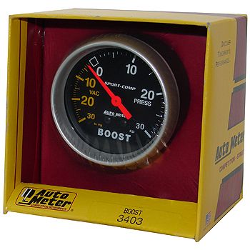 Manômetro Pressão Turbo-Vácuo 0 - 30 PSI - Mecânico - 2 5/8" - Sport Comp - AUTO METER