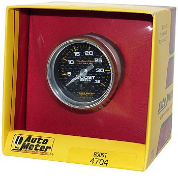 Manômetro Pressão Turbo 0 - 35 PSI - Mecânico - 2" 1/16" - Carbon Fiber - AUTO METER