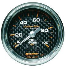 Manômetro Pressão de Óleo 0-100 PSI - Mecânico - 2" 1/16" - Carbon Fiber - AUTO METER