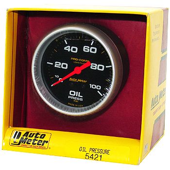 Manômetro Pressão de Óleo 0 - 100 PSI - Mecânico - 2" 5/8"- Pro-Comp Com Líquido - AUTO METER