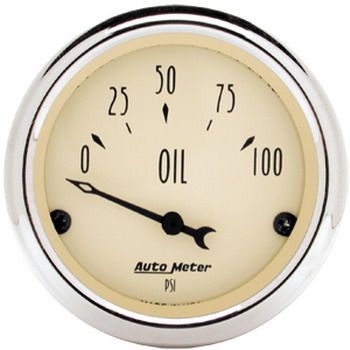 Manômetro Pressão de Óleo 0 - 100 Psi - Elétrico - 2" 1/16" - Antique Beige - AUTO METER
