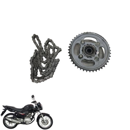 Flange + Corrente Honda CG 150 Fan 11/15 Original Seminovo
