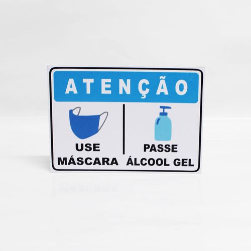 Placa de alerta use máscara e álcool gel - Macrolub