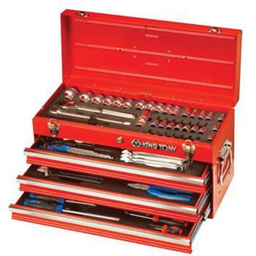 Caixa De Ferramentas Tipo Gabinete Com 3 Gavetas E Tampa Com 74 Pecas Portatil - 901-074Mr -King Tony