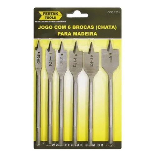 Jogo de Broca Chata Para Madeira com 6 Peças -  Fertak