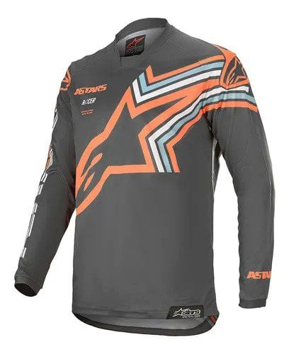 Camisa Alpinestars Racer Braap 20 Cinza Escuro Laranja