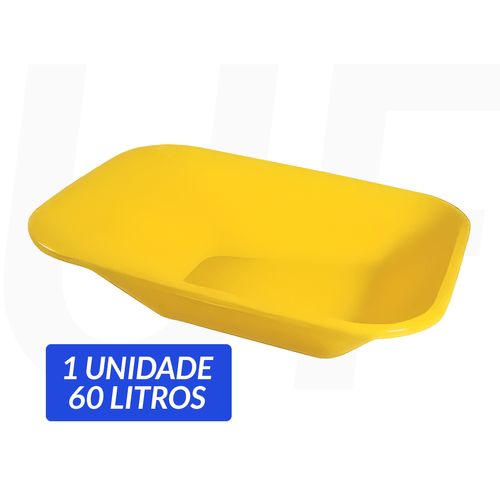 2Und Caçamba Plástica Para Carrinho De Mão 60l S/ Furo Amarelo - Metasul