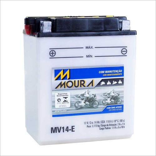 Bateria Ventilada Moto Moura 12V 14Ah MV14-E QUADRUNNER 300E LT-4WD LT-F250 LT-F250F LT-F300F 225DR